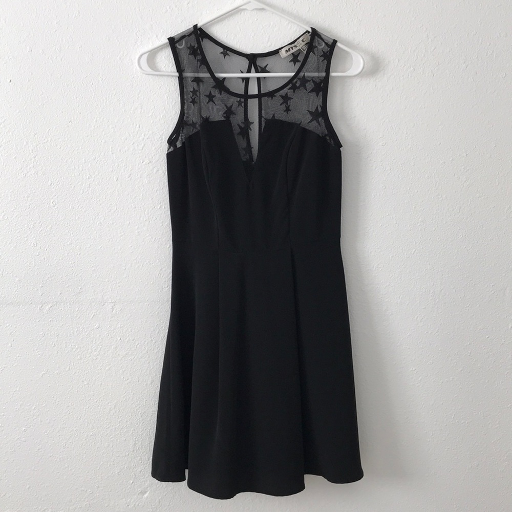 sheer stars black dress